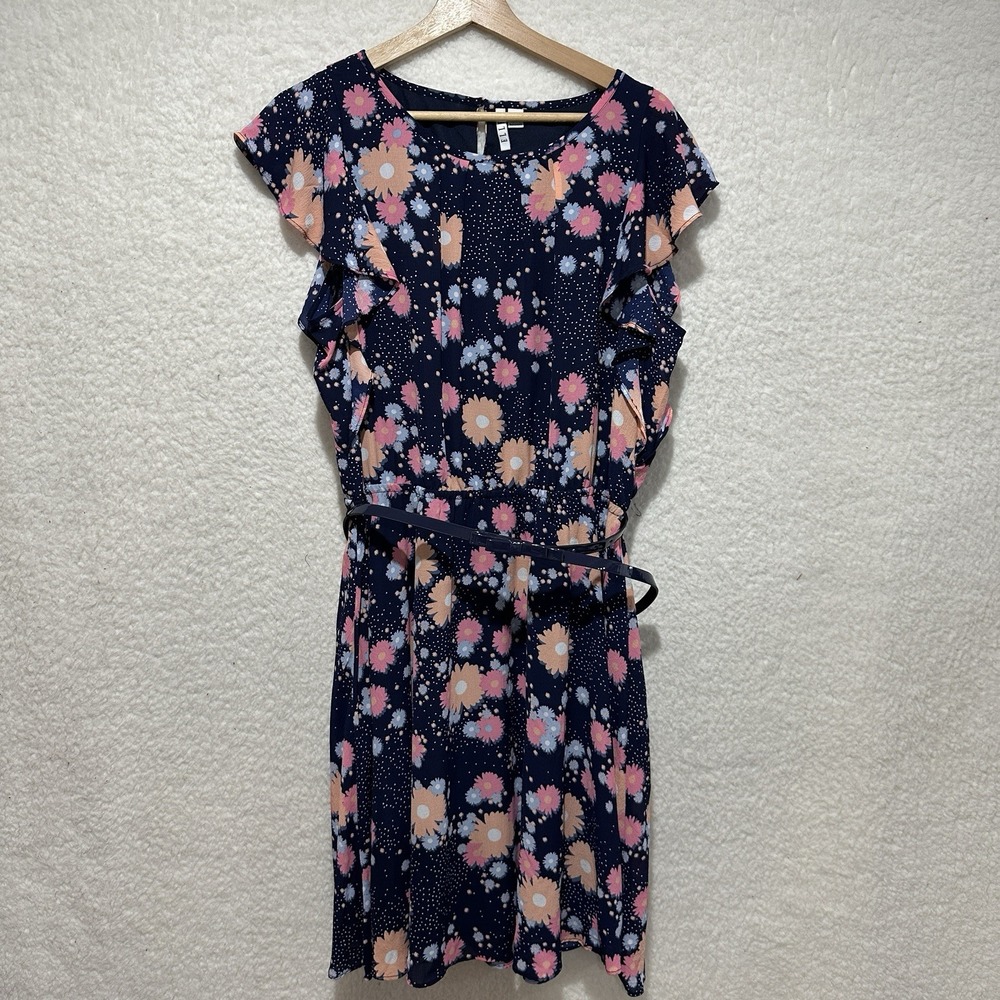 Elle Women's Short Sleeve lined Dresses Multi‎ Color Floral Size 16